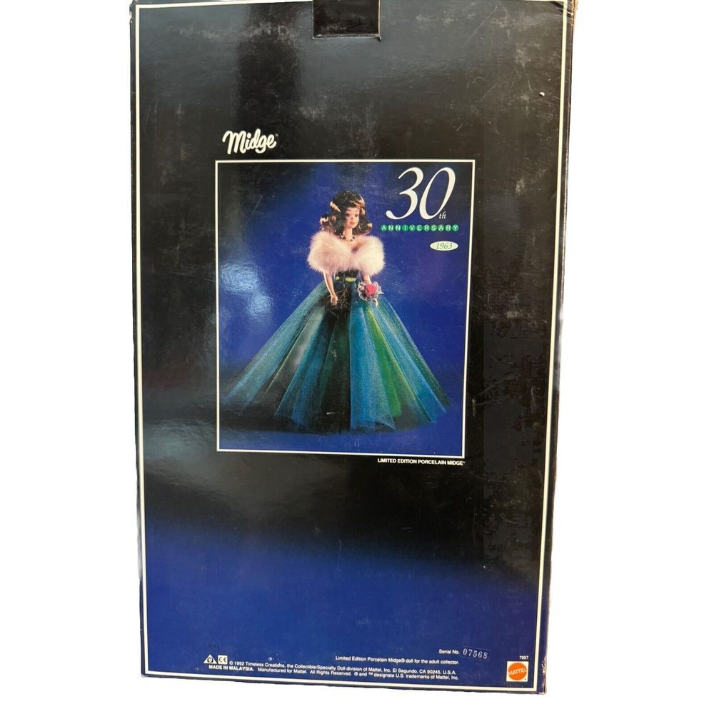 Mattel Midge 30th Anniversary Limited Edition Porcelain Doll 1963-1993 COA 07568 - Picture 6 of 13